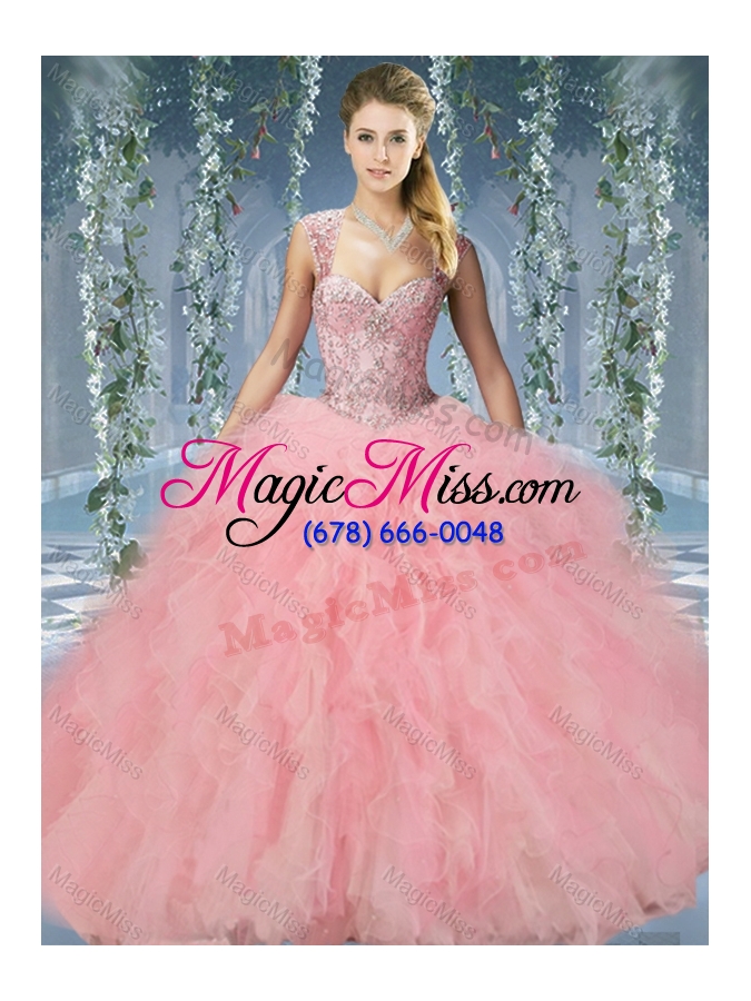 wholesale gorgeous rainbow big puffy sweet fifteen dresses  with beading and ruffles