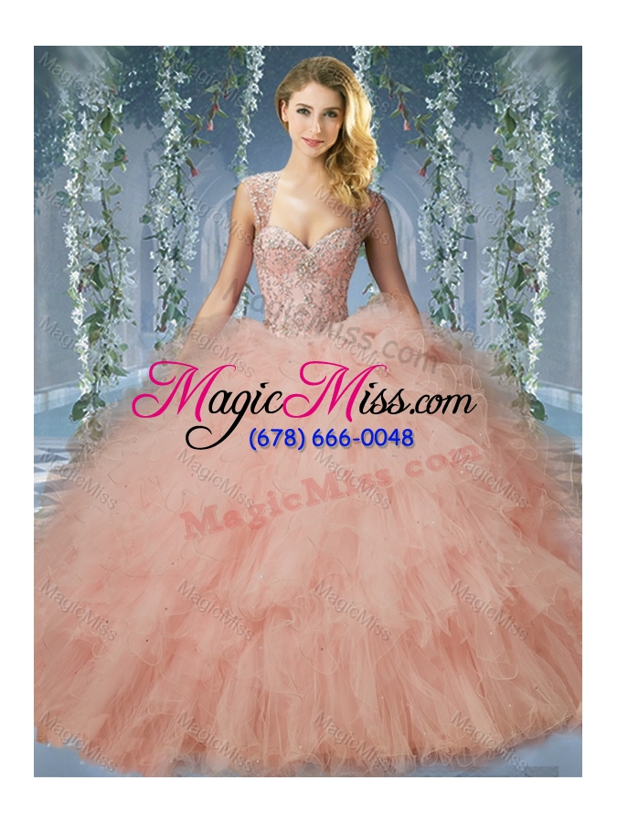 wholesale exclusive beaded and ruffled vestidos de quinceanera dress with detachable straps