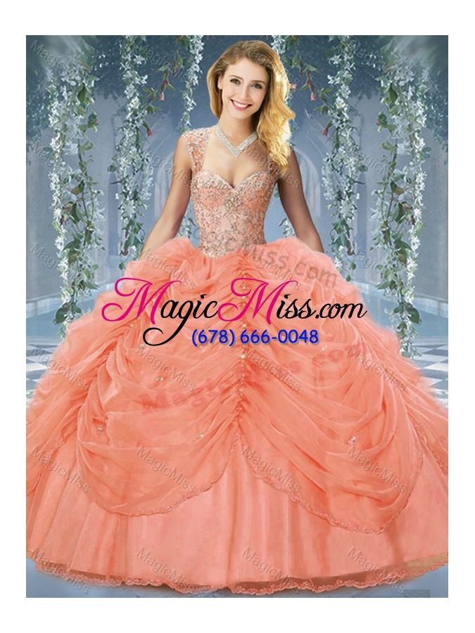 wholesale classical beaded and bubble big puffy vestidos de  quinceanera in orange red