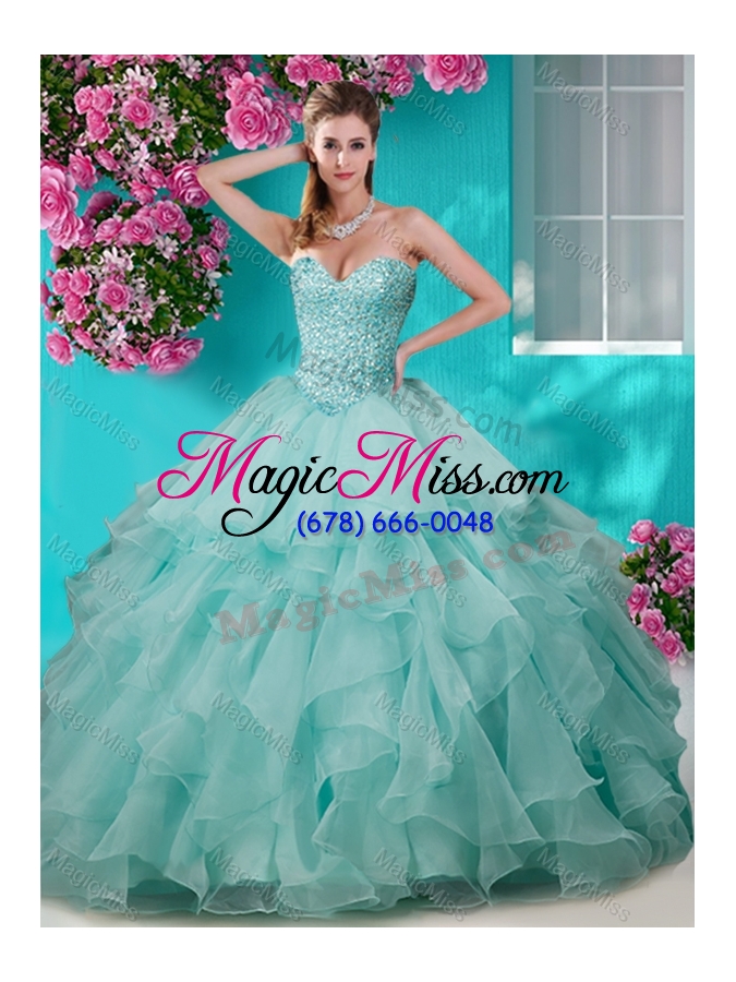 wholesale fashionable baby pink really puffy  quinceanera dress with beading and ruffles layers