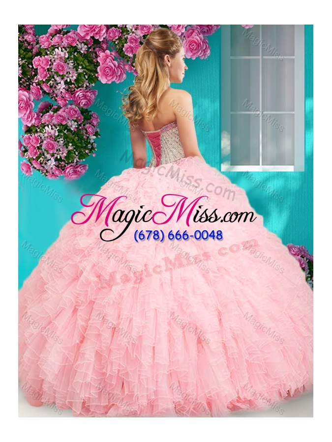 wholesale feminine really puffy floor length quinceanera dress with beading and ruffles