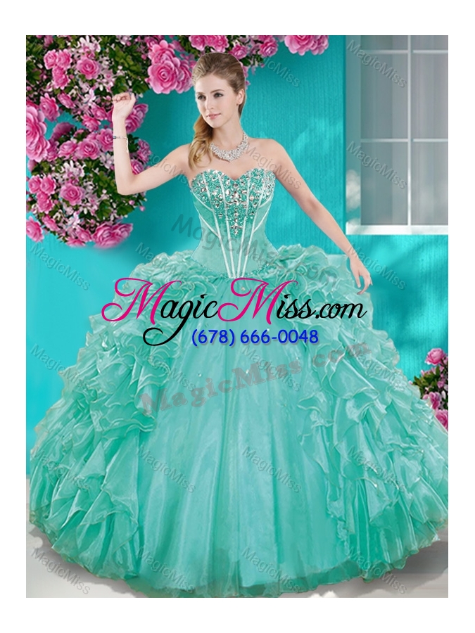 wholesale beaded bodice aqua blue quinceanera gown with removable skirt