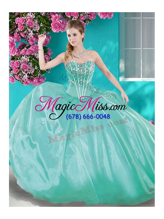wholesale beaded bodice aqua blue quinceanera gown with removable skirt