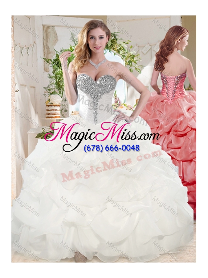 wholesale white ball gowns beaded and bubbles quinceanera dress with sweetheart