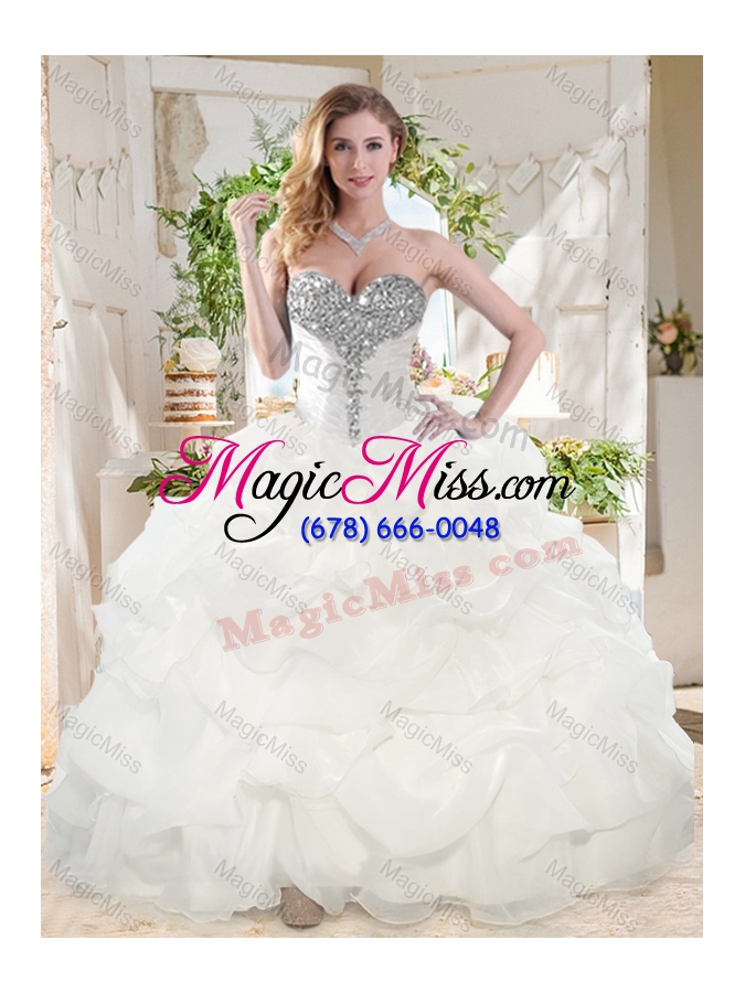 wholesale white ball gowns beaded and bubbles quinceanera dress with sweetheart