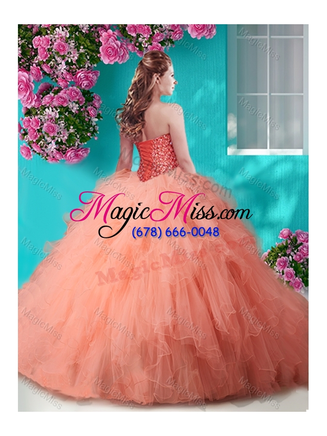 wholesale gorgeous beaded and ruffled big puffy quinceanera dress in champagne
