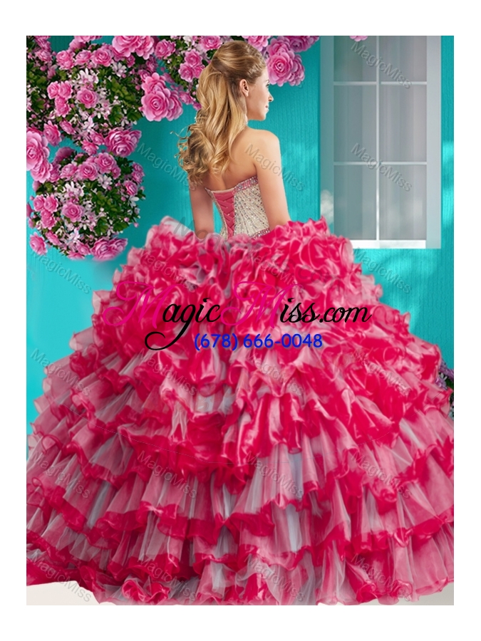 wholesale romantic beaded and ruffled layers quinceanera dress with really puffy