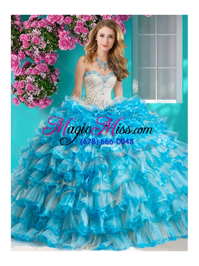 wholesale romantic beaded and ruffled layers quinceanera dress with really puffy