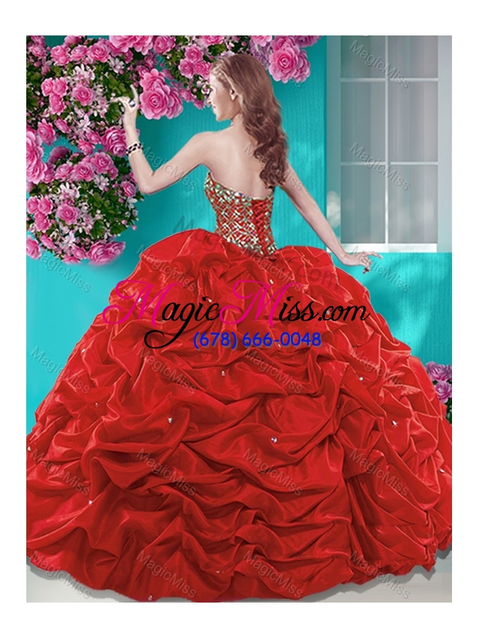 wholesale fashionable beaded and ruffled quinceanera dress with brush train