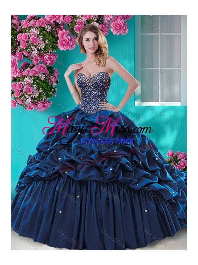 wholesale fashionable beaded and ruffled quinceanera dress with brush train