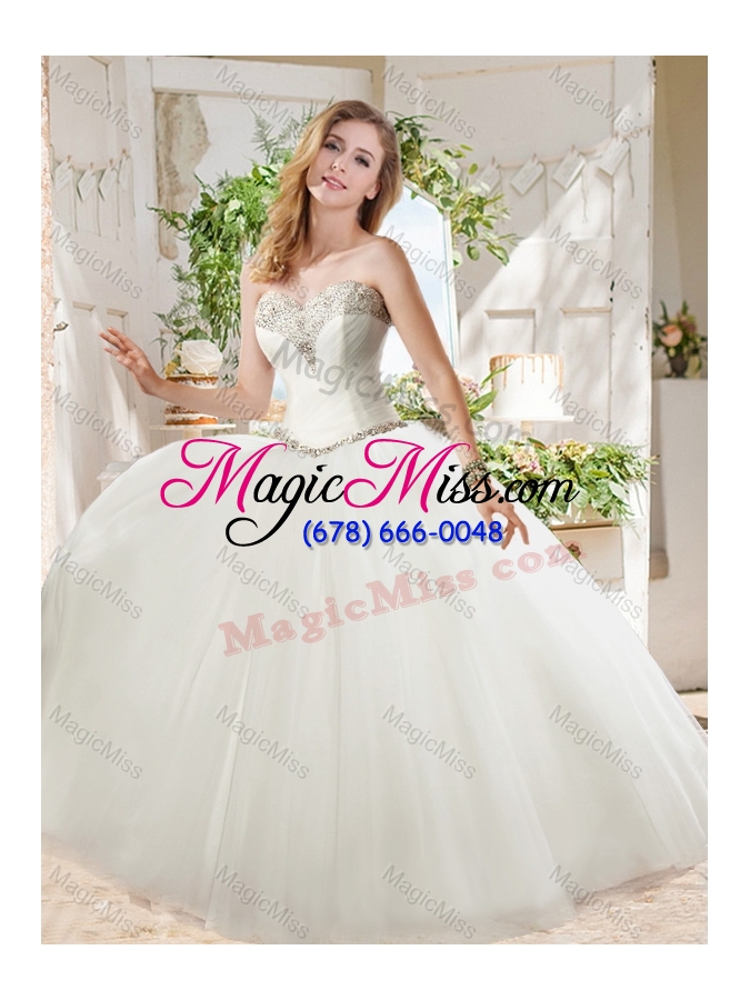 wholesale white ball gown sweetheart beaded organza quinceanera dress in tulle