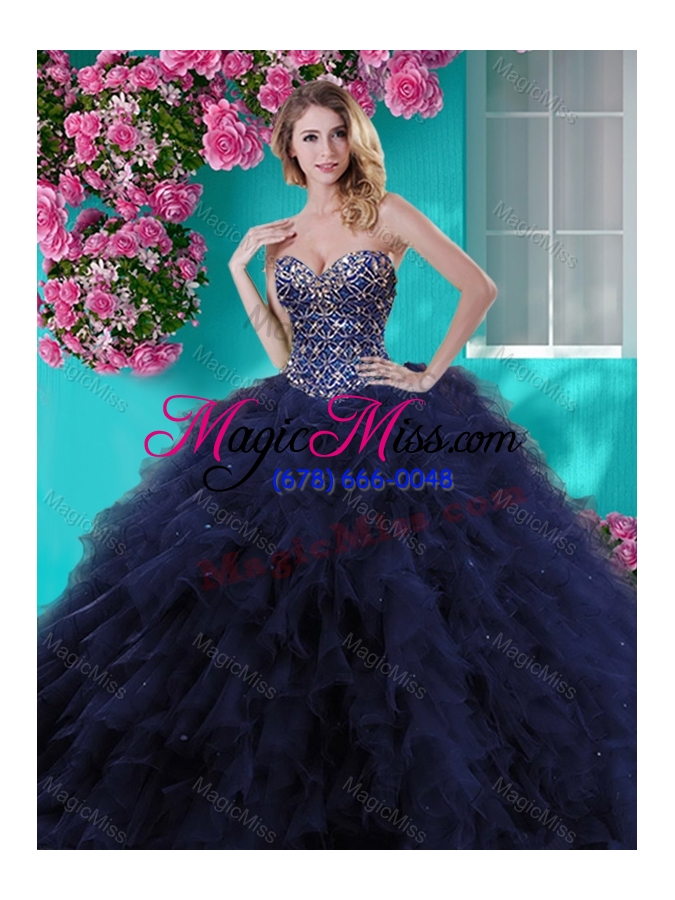wholesale classical gold really puffy quinceanera dress with beading and ruffles