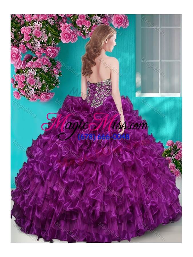 wholesale really puffy ruffled and rhinestoned quinceanera dress with blue beading