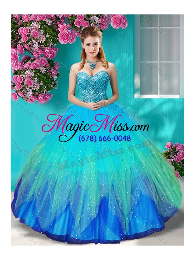 wholesale popular beaded rainbow quinceanera dress with really puffy
