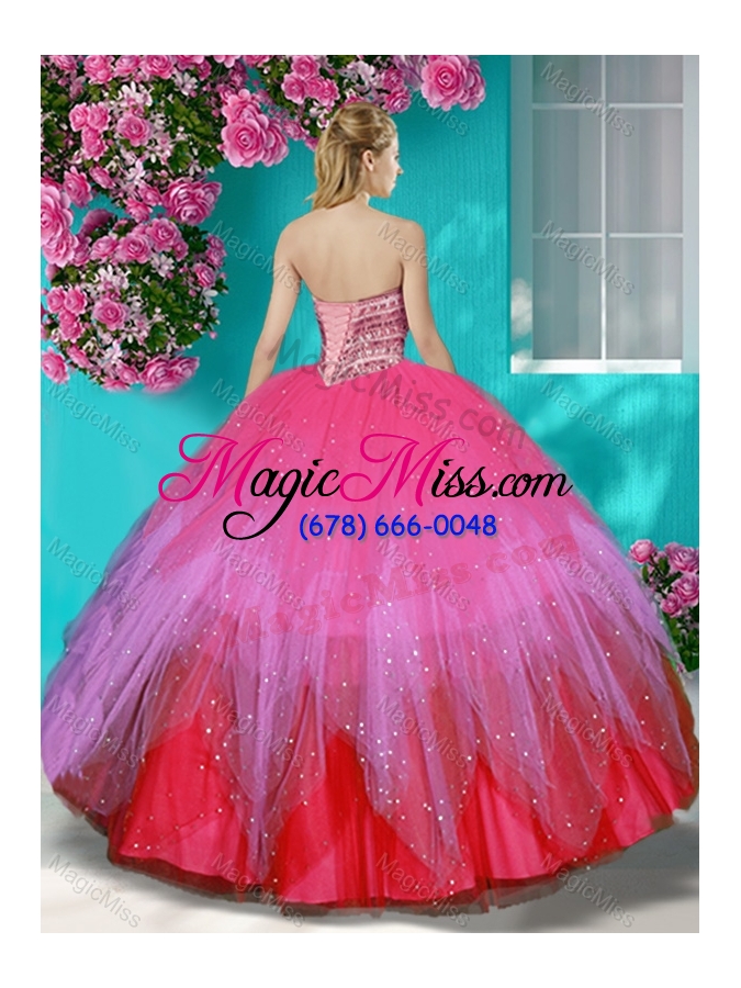 wholesale popular beaded rainbow quinceanera dress with really puffy