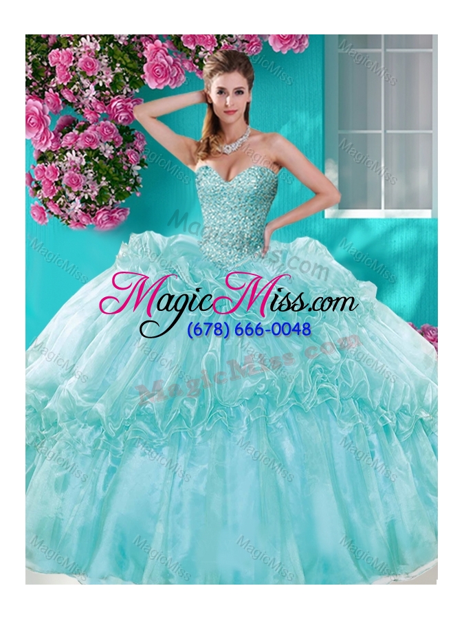 wholesale exquisite beaded and pick ups quinceanera gown with really puffy