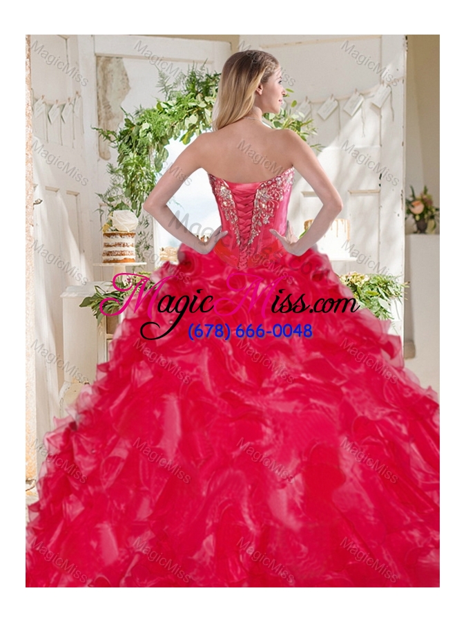 wholesale fashionable visible boning big puffy sweet sixteen dress with beading and ruffles