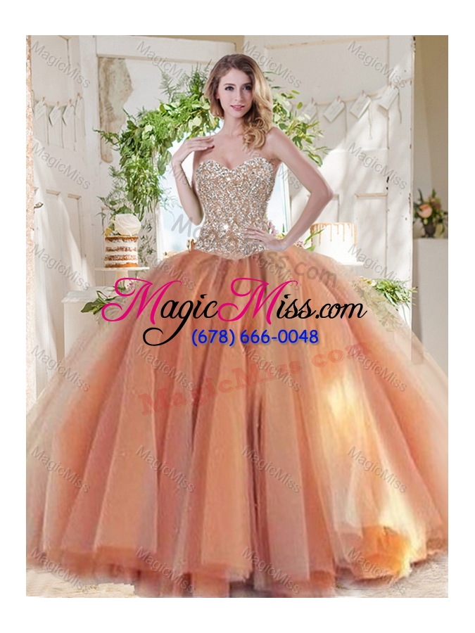 wholesale unique beaded really puffy quinceanera dress in orange