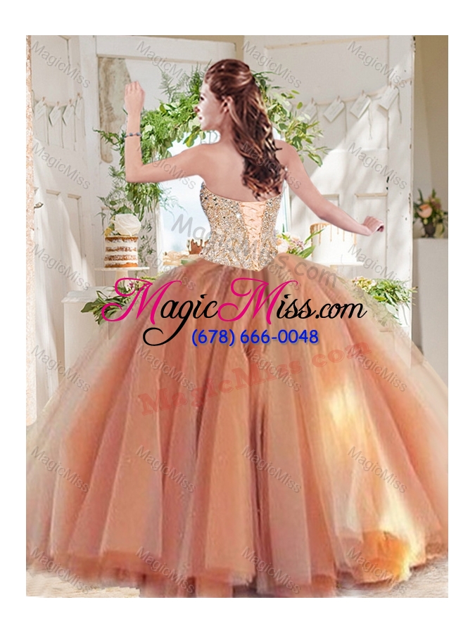 wholesale unique beaded really puffy quinceanera dress in orange