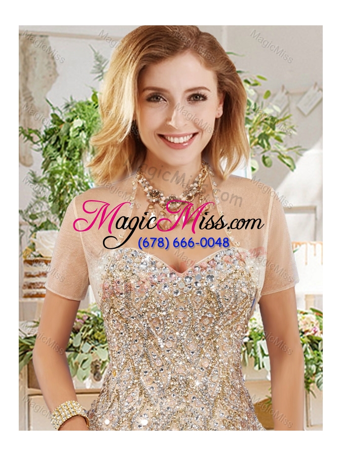 wholesale vestidos de a line champagne quinceanera dress with beading and ruffles