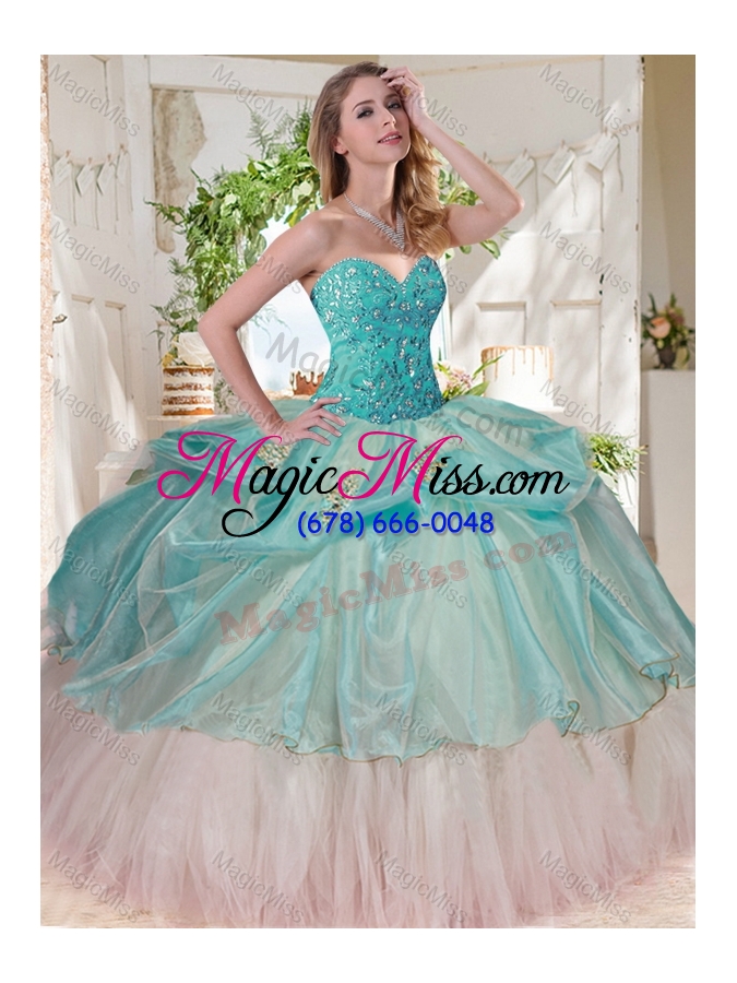 wholesale gorgeous beaded bodice and applique big puffy quinceanera dress for 2016