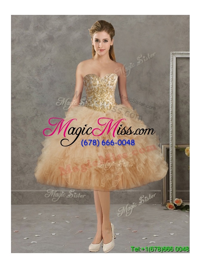 wholesale wonderful big puffy champagne detachable quinceanera dresses with beading and ruffles