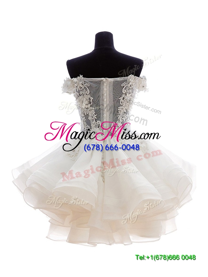 wholesale vintage off the shoulder white prom dress with appliques