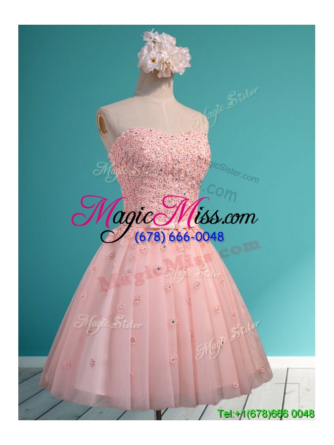 wholesale exquisite applique and beaded sweetheart bridesmaid dress in mini length