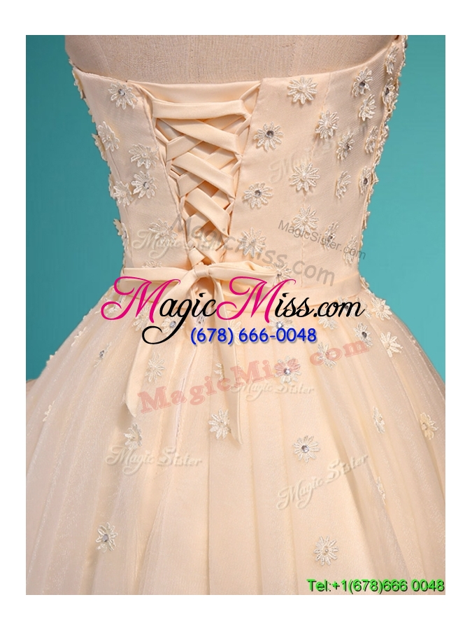 wholesale exquisite applique and beaded sweetheart bridesmaid dress in mini length