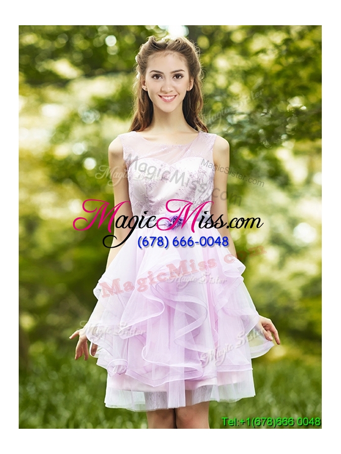 wholesale new style laced lavender tulle dama dress for summer