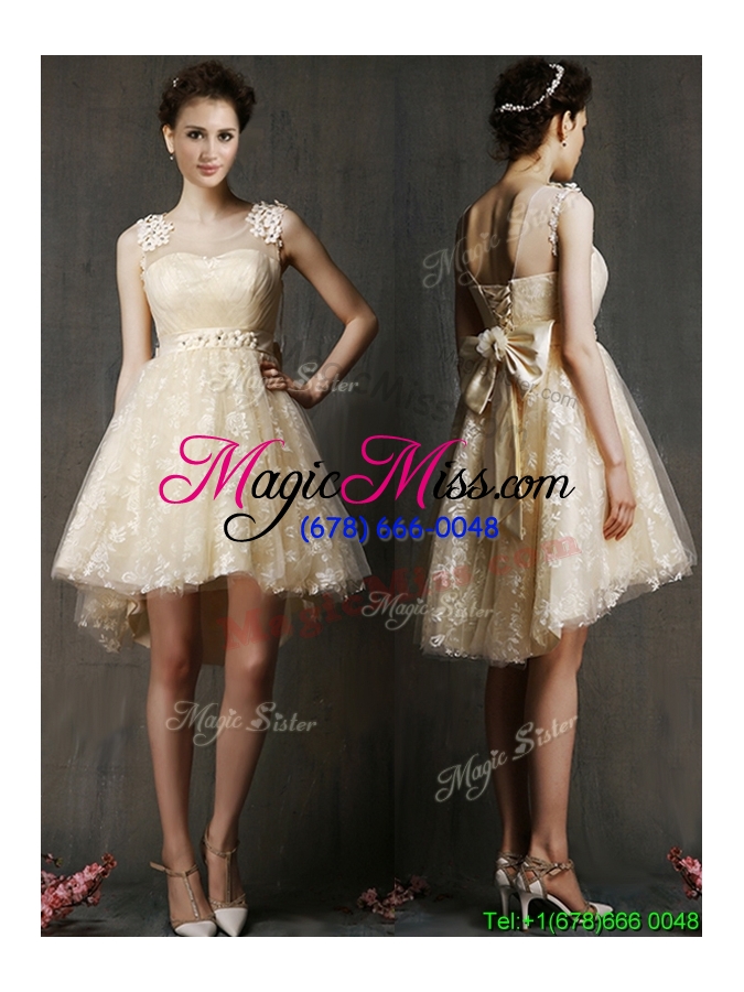 wholesale new arrivals a line short dama dress in champagne