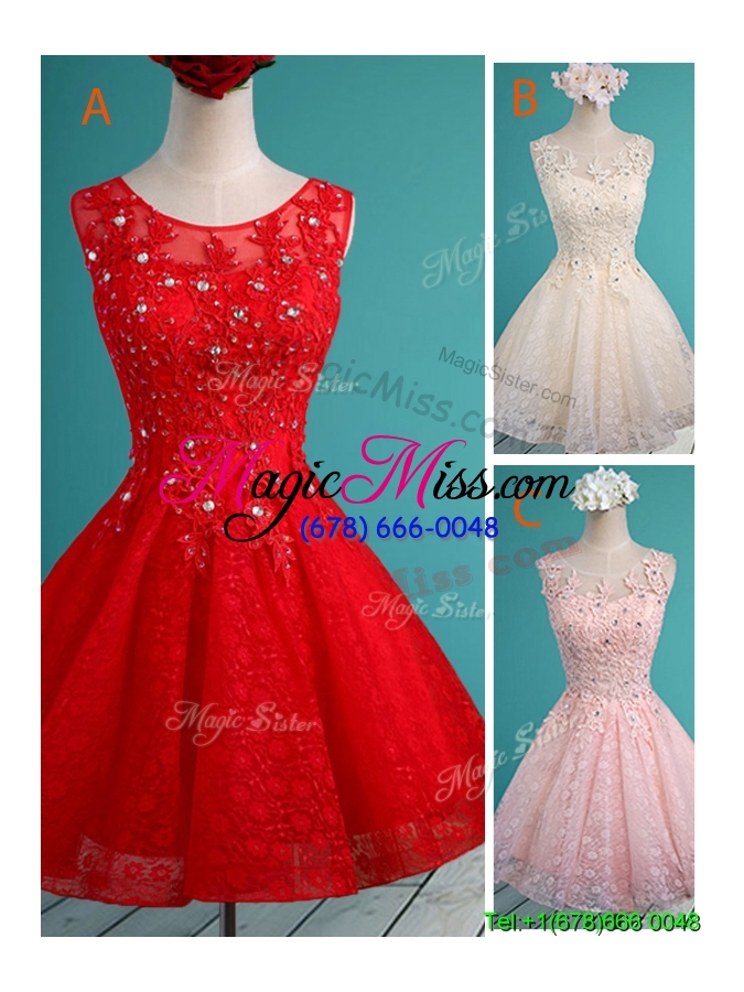 wholesale best scoop beading and appliques short dama dress in baby pink