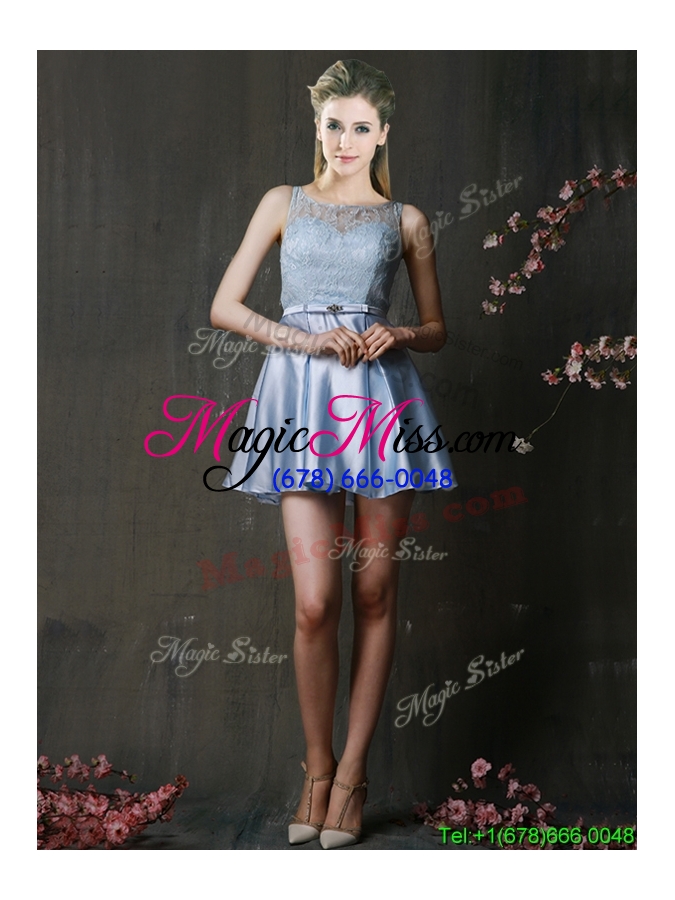 wholesale pretty bateau laced and belted short prom dress in taffeta