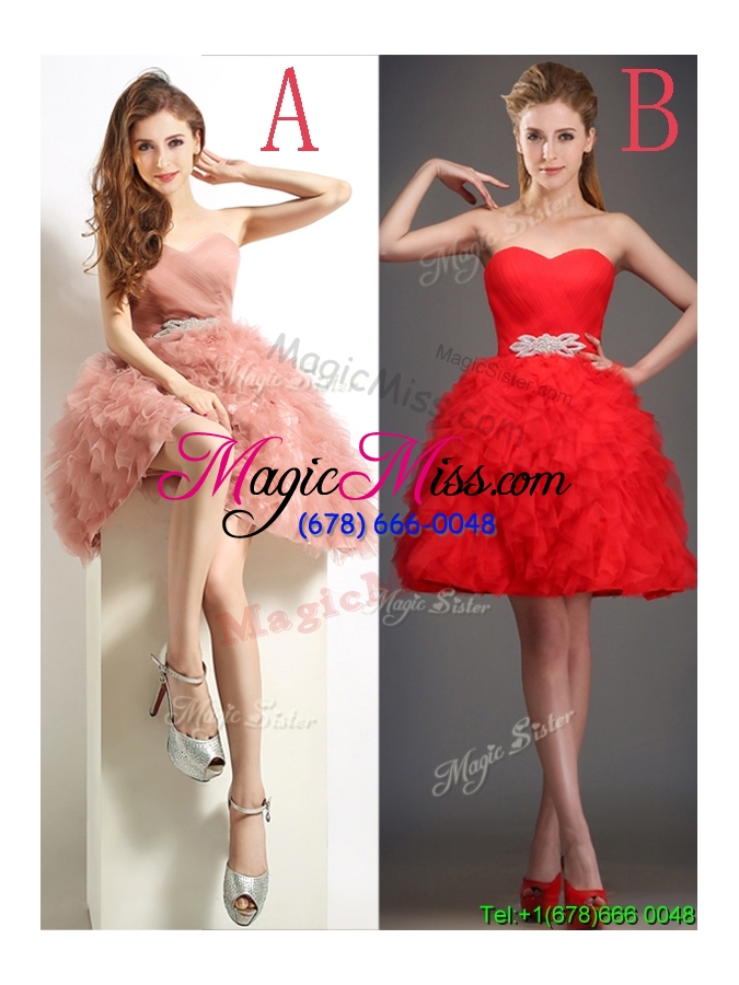 wholesale perfect really puffy red prom dress with beading and ruffles