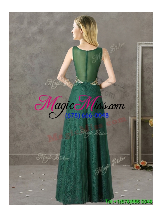 wholesale luxurious v neck dark green bridesmaid dress with appliques and beading