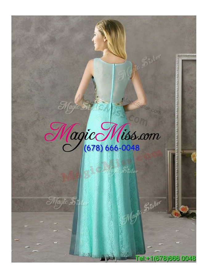wholesale discount beaded and applique v neck bridesmaid dress in apple green
