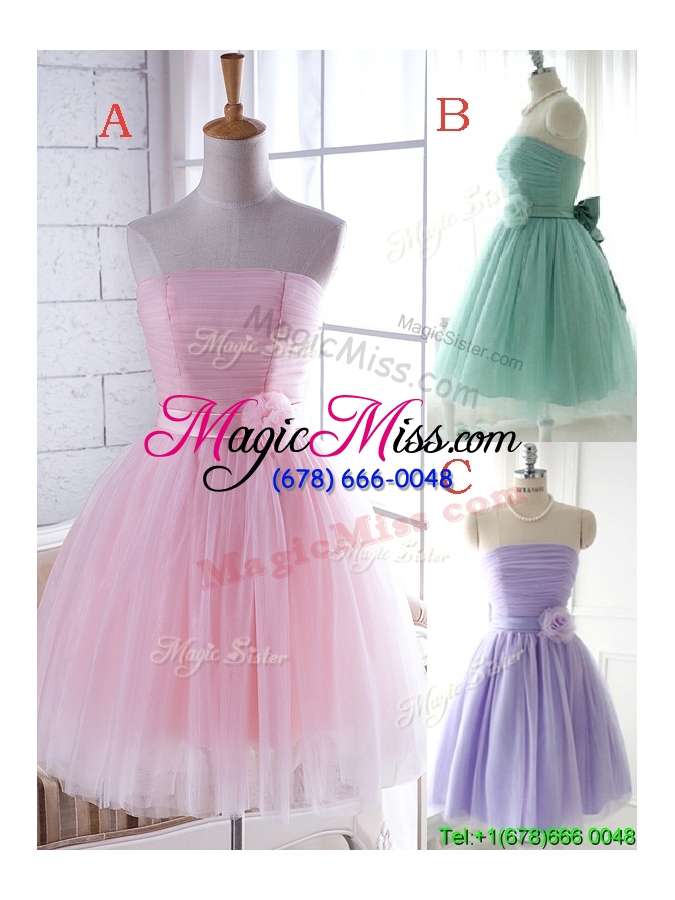 wholesale simple handcrafted flower tulle lavender bridesmaid dress with strapless