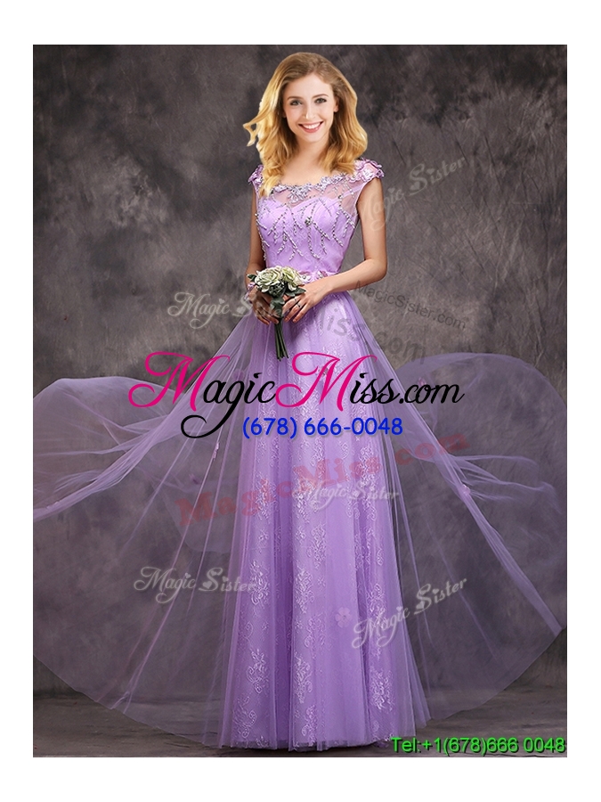 wholesale new arrivals beaded and applique long bridesmaid dress in lavender