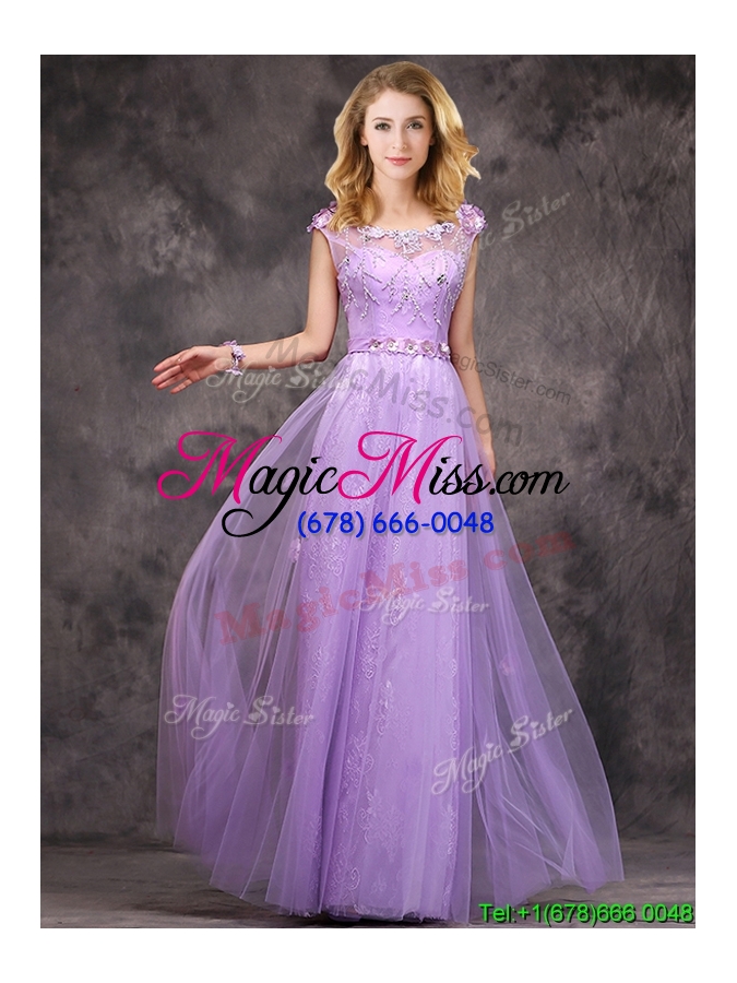 wholesale new arrivals beaded and applique long bridesmaid dress in lavender