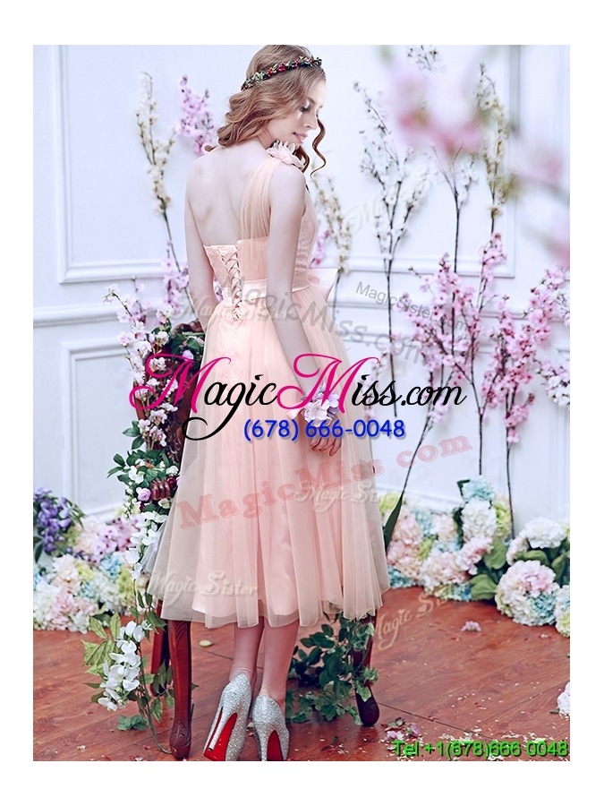 wholesale luxurious one shoulder prom dress with bowknot and hand made flowers
