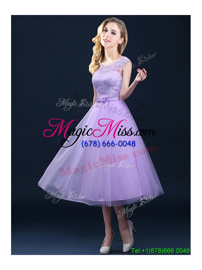 wholesale popular see through applique and belt prom dress in tulle
