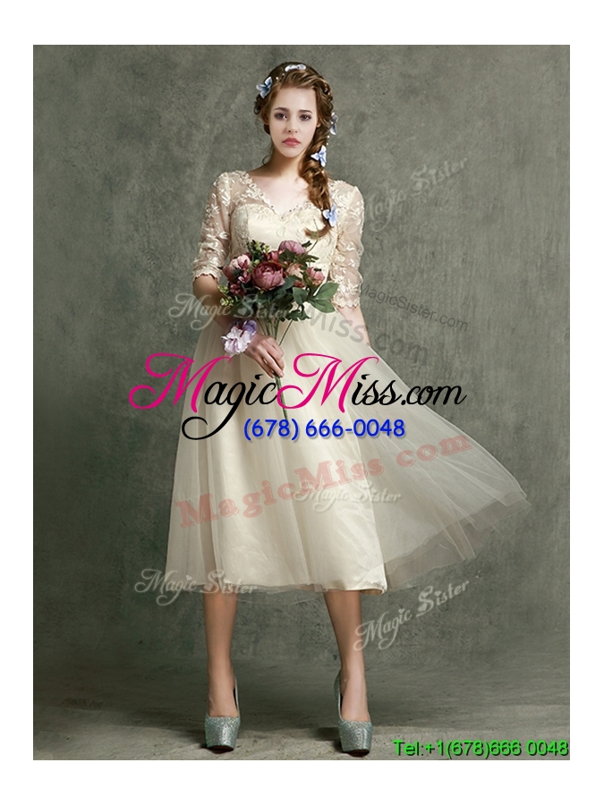 wholesale new arrivals tea length tulle dama dress in champagne