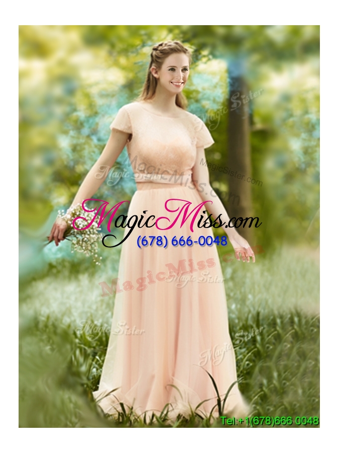 wholesale beautiful floor length tulle dama dress in peach
