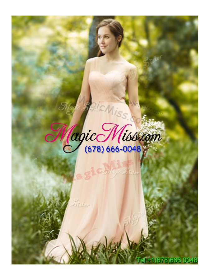 wholesale beautiful floor length tulle dama dress in peach