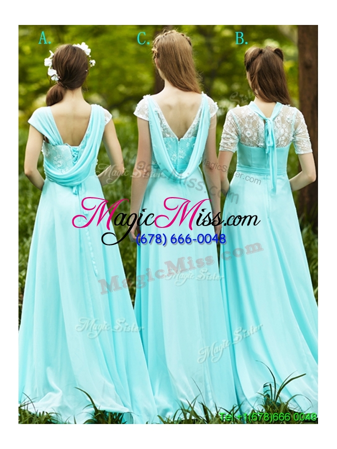 wholesale lovely chiffon empire long bridesmaid dress in apple green