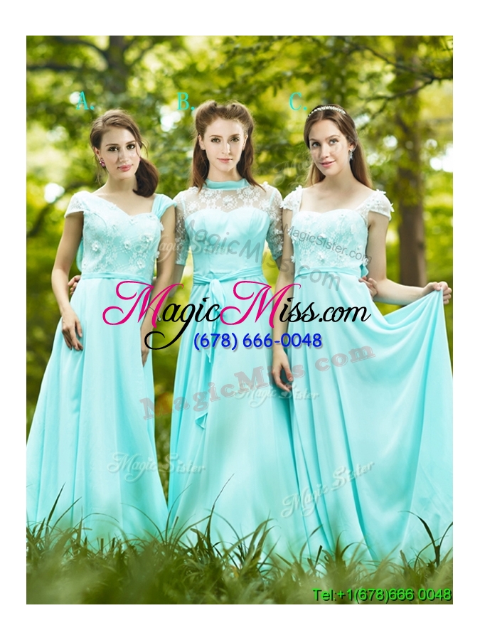 wholesale lovely chiffon empire long bridesmaid dress in apple green