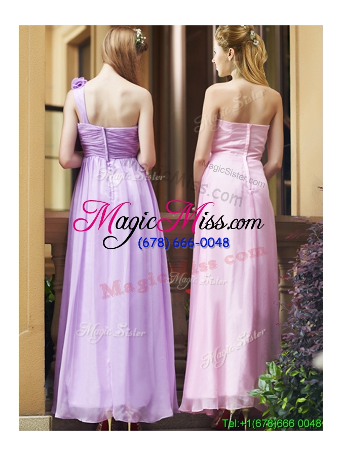 wholesale perfect empire ankle length zipper up bridesmaid dress in chiffon