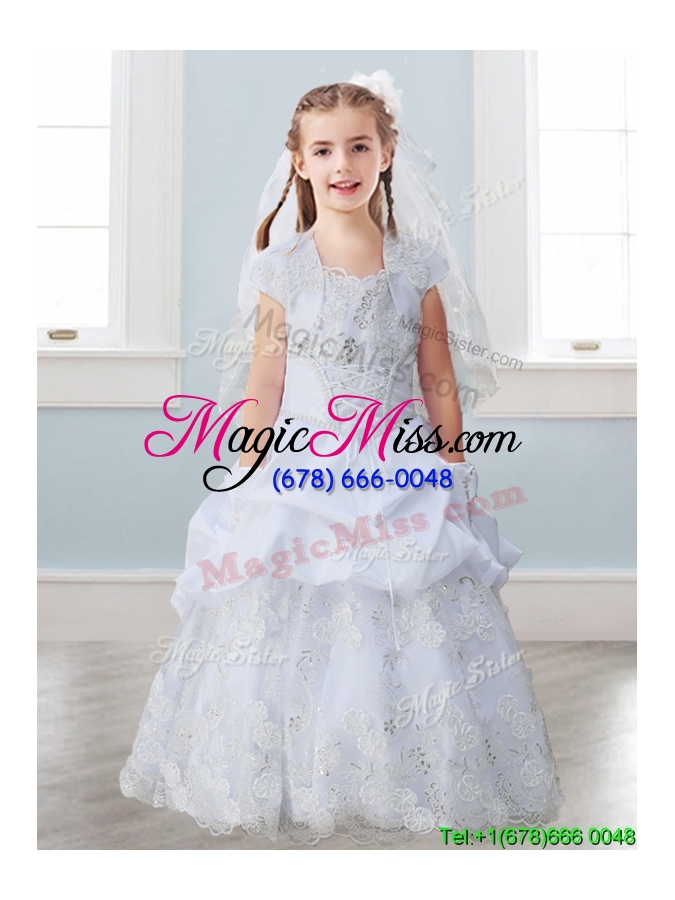 wholesale best spaghetti straps little girl pageant dress with lace and pick ups