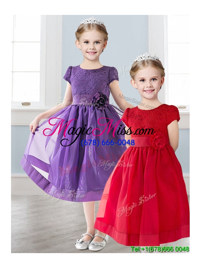 wholesale wonderful scoop short sleeves little girl pageant dress with appliques and  lace