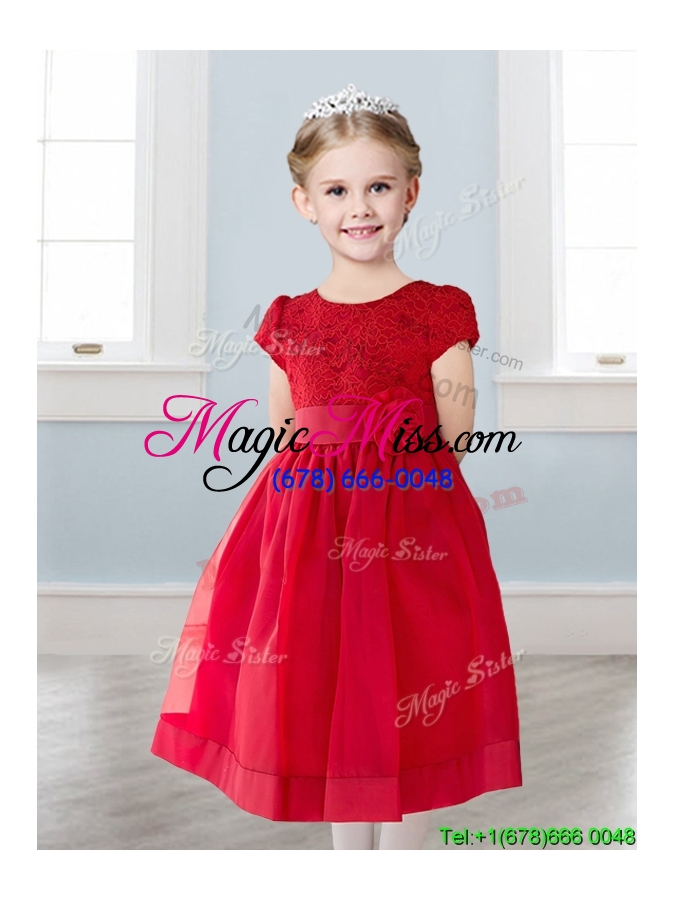 wholesale wonderful scoop short sleeves little girl pageant dress with appliques and  lace